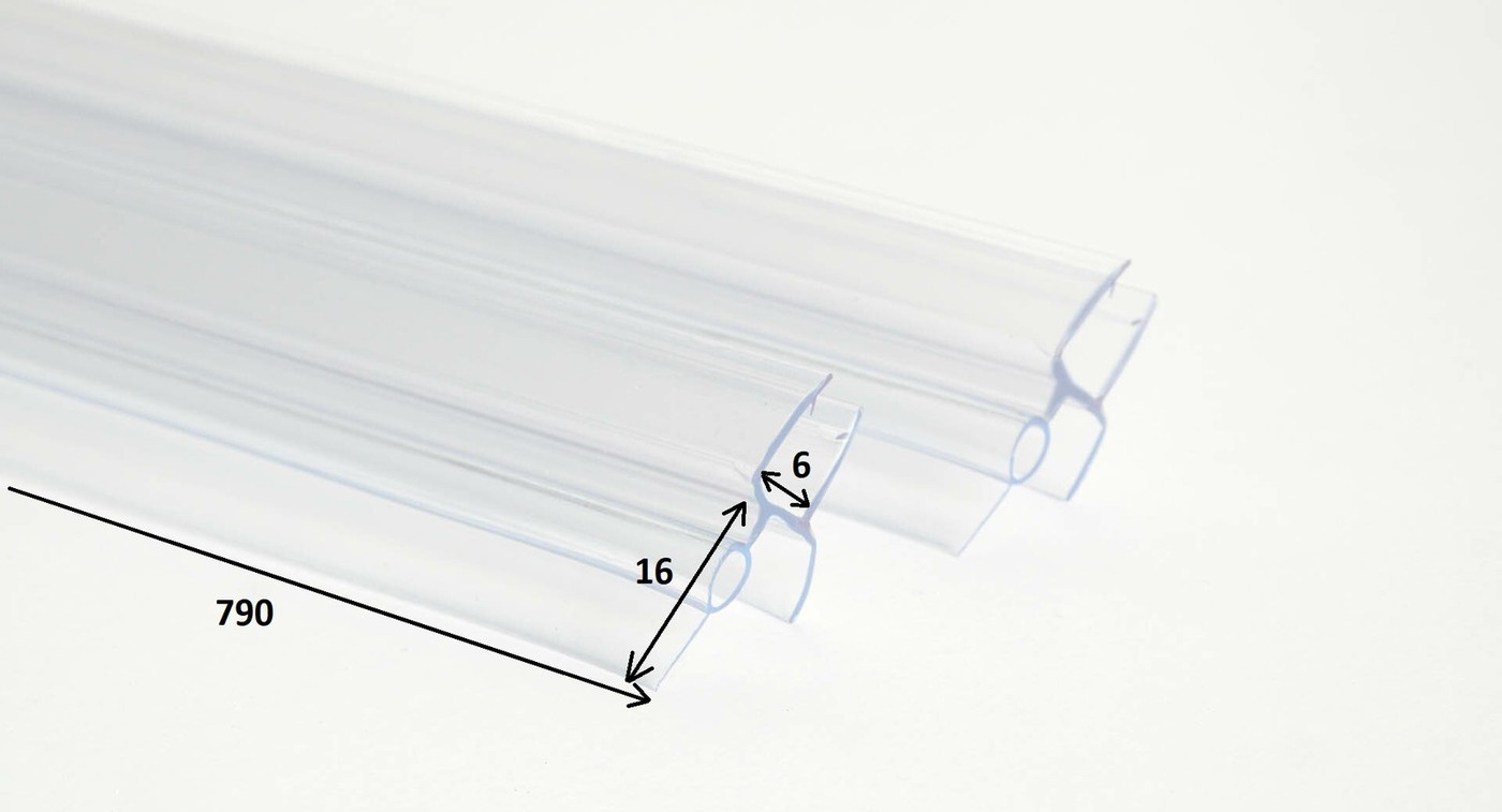 Deante Kerria Plus alsó vízvető tömítés 6 mm üveghez, 790 mm, 2 db (XKCK2UU45) - műszaki rajz