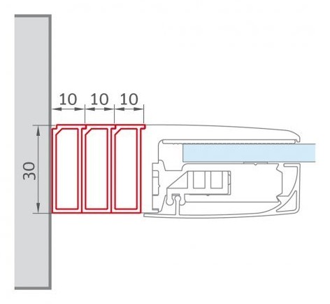 Roltechnik Easy toldóprofil Elegant Line kabinokhoz, 10 mm, 2000 mm, ezüst (P3062) - műszaki rajz