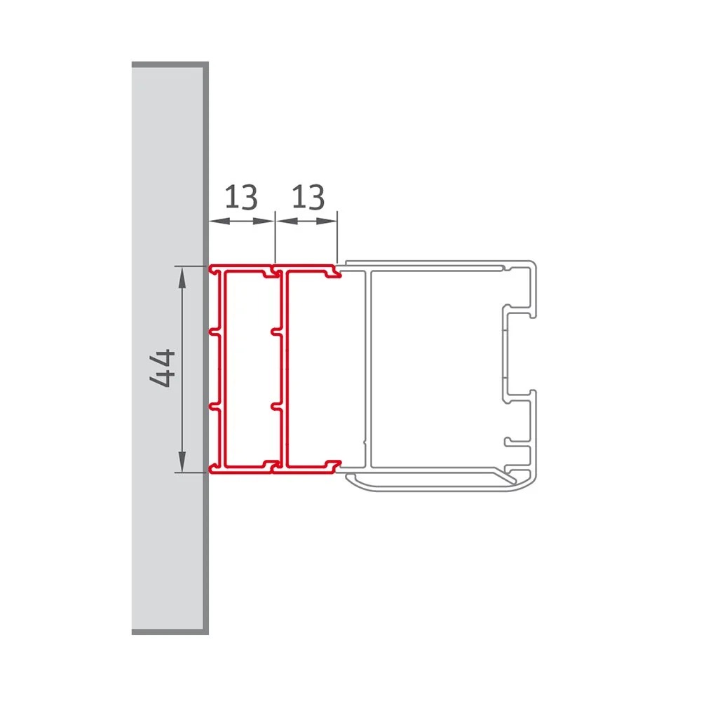 Roltechnik Lega Line toldóprofil PD3N, 13 mm, 1900 mm, brillant (P5095) – műszaki rajz