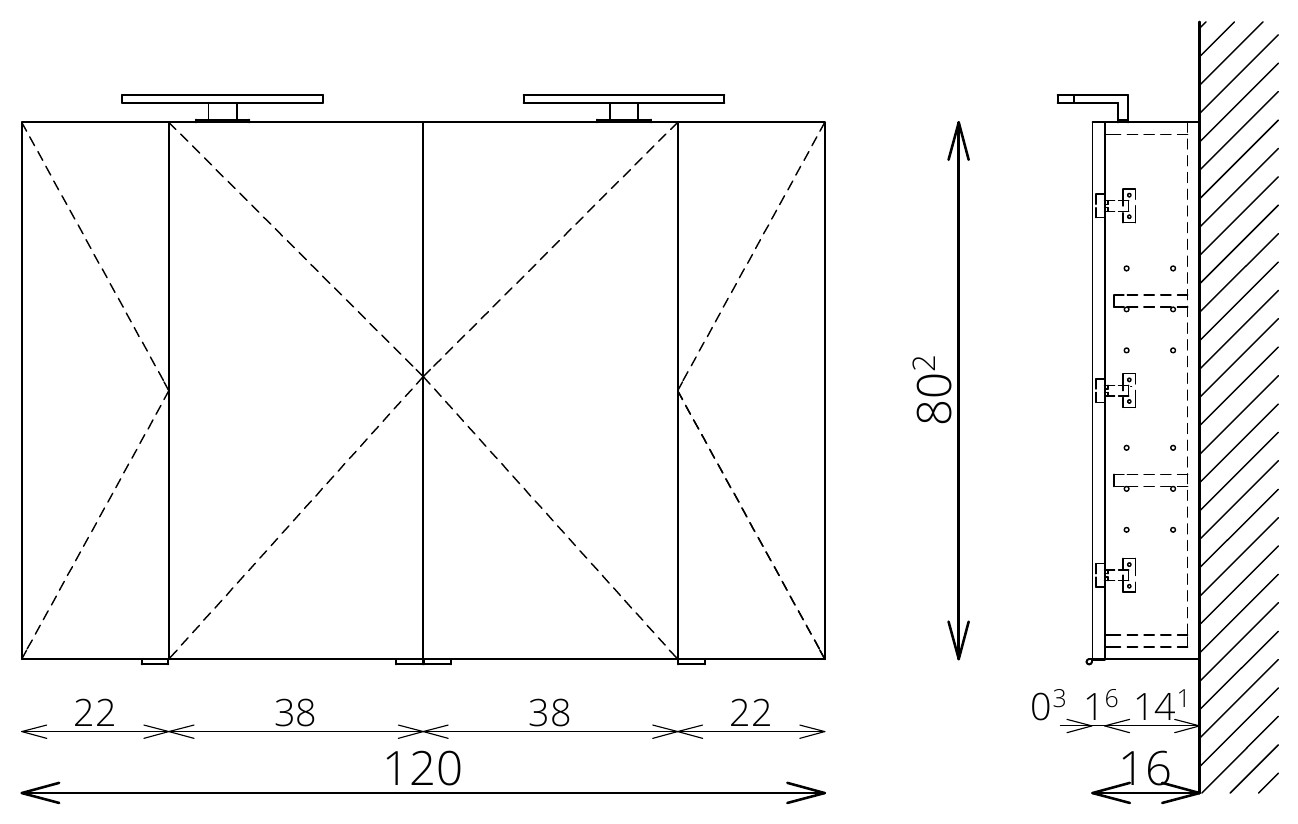 Tboss Mirror Box Recta 120 – műszaki rajz – Mirror Box Recta 120