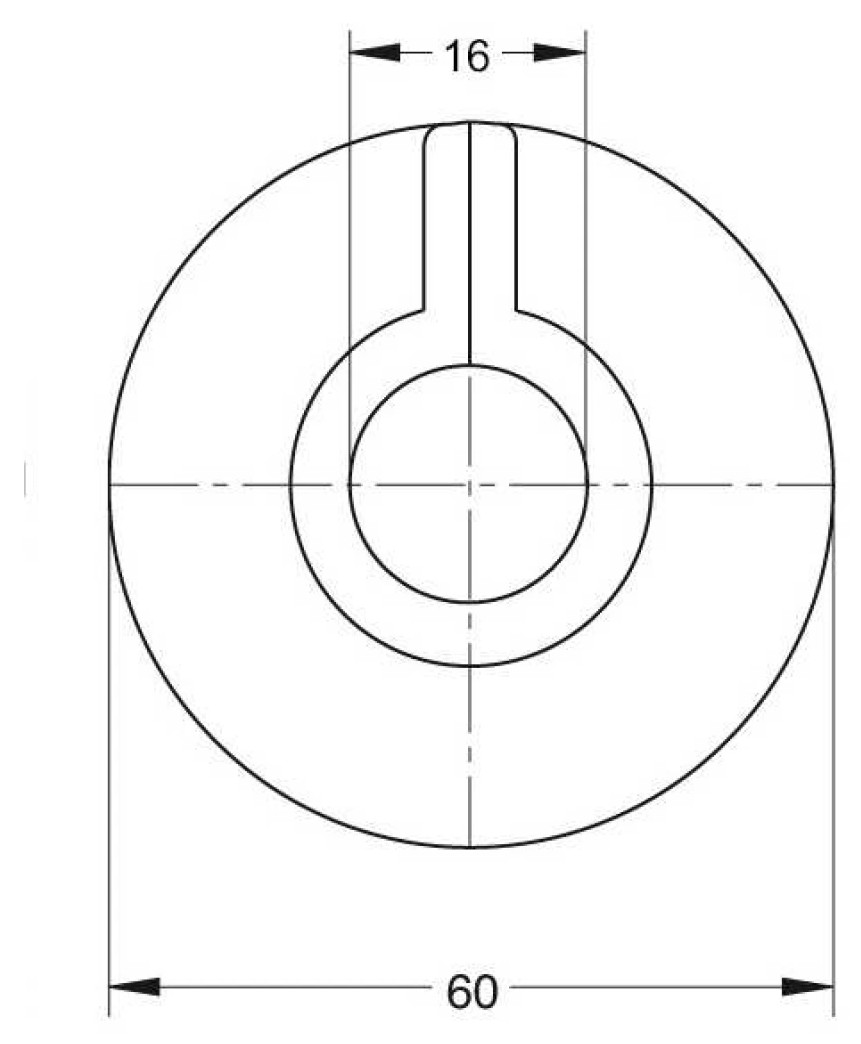 Bonomini takaró rozetta 16 mm-es radiátorcsőhöz, ABS, fehér (9930DN16B0) – műszaki rajz