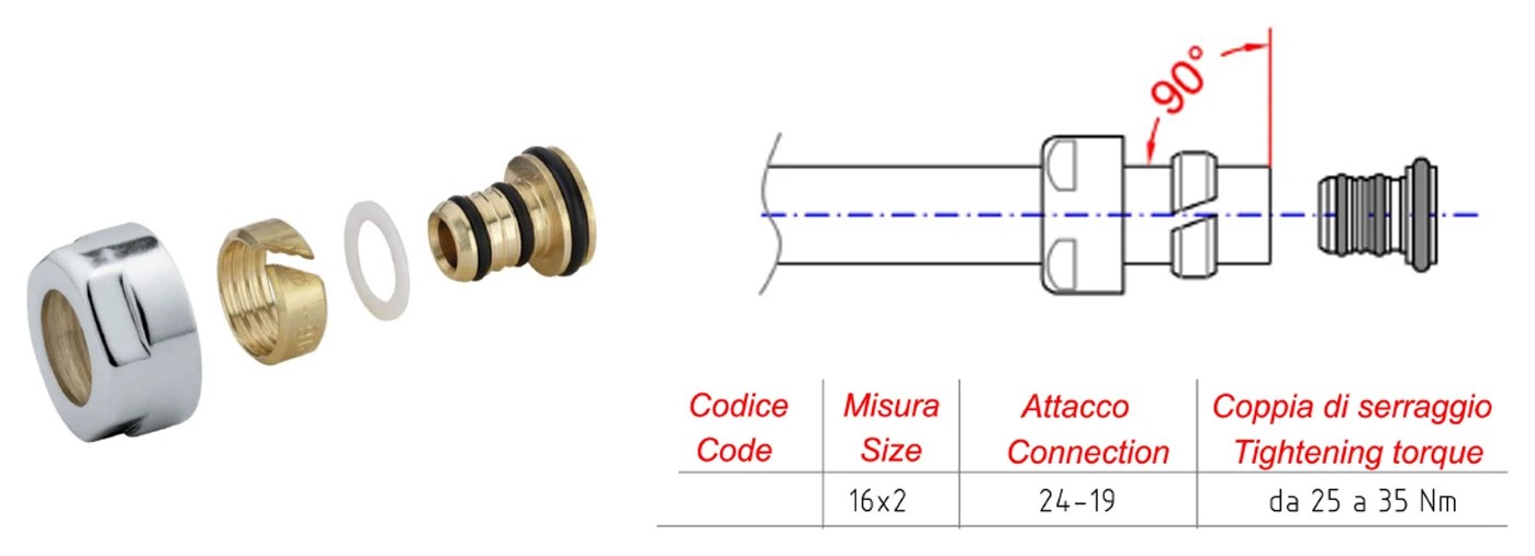 Sapho szorítógyűrű többrétegű csőhöz, 16 mm, szálcsiszolt inox (pár) (CP6520) – műszaki rajz