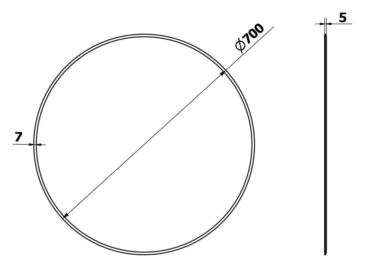 Sapho RENGAS fazettás tükör, átm. 70 cm – műszaki rajz