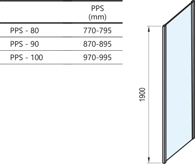 Ravak Pivot PDOP2+PPS zuhanykabin króm - műszaki rajz