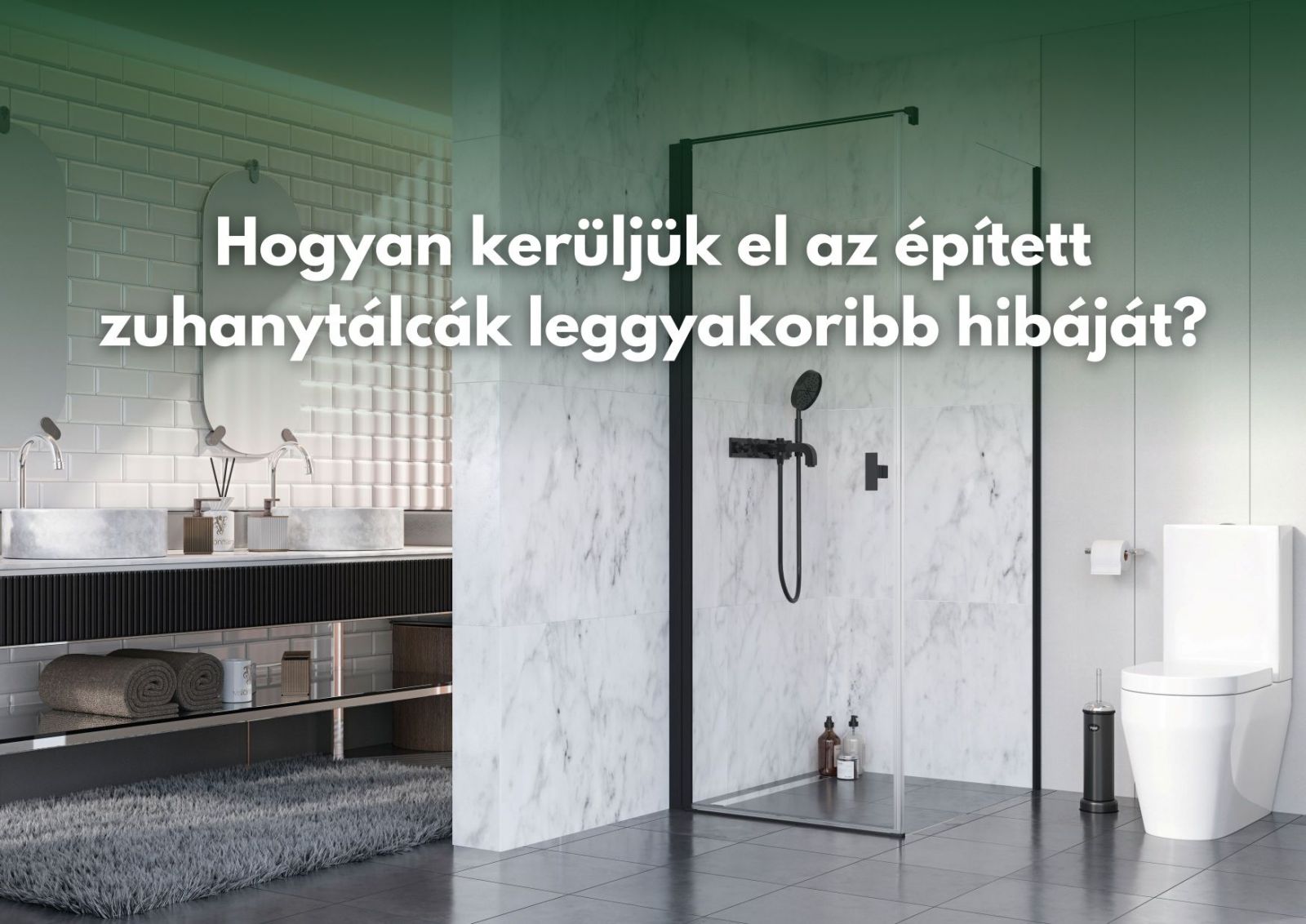 Épített zuhanytálca lejtése üvegfal esetén