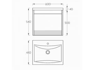 Venus D60 alsószekrény Dió színű, műmárvány matt mosdóval 60x54x48