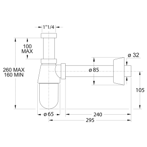 BONOMINI THERMOTRAP mosdó szifon 1'1/4 átmérő 32mm, króm