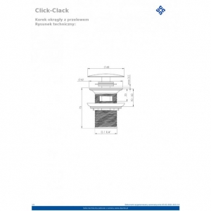 Deante Click-Clack mosdó leeresztő, túlfolyó beköthetőséggel, króm