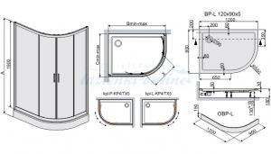 Sanplast kpl -L/P -KP4/TX5b aszimmetrikus zuhanykabin szett 2db eltolható ajtóval