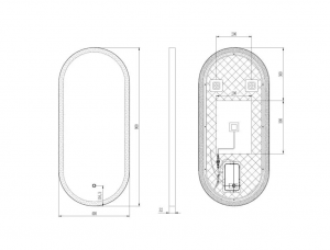 AREZZO design LED ovális okos tükör, fekete