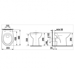 Jika Zeta Floor-standing WC, Deep Flush, Rear Drainage, White _ Jika Zeta álló wc, mélyöblítésű, hátsó kifolyású, fehér