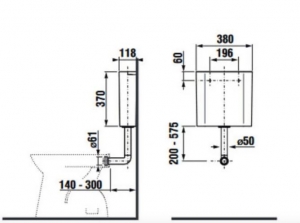 Jika Plastic Cistern for Standing WC with Side Connection _ Jika műanyag öblítőtartály álló WC-hez, oldalsó bekötéssel