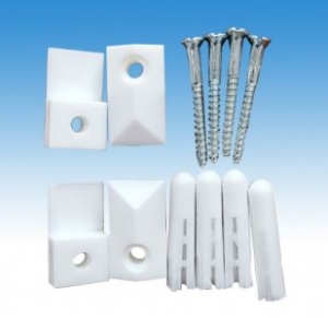 Mounting kit for edge-polished mirror with plastic support elements _ Rögzítőszett élfénycsiszolt tükör felszereléséhez, műanyag tartóelemekkel