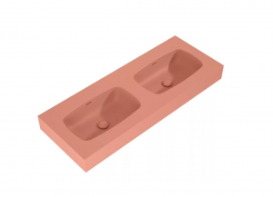 AREZZO design MABEL DUO öntöttmárvány falra szerelhető dupla mosdó 120 cm, terra pink