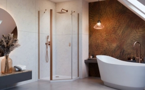 Radaway Nes Brushed Copper PTJ szögletes szálcsiszolt réz zuhanykabin