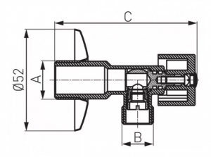 Ferro Z1238K Angle Valve-G1/2" x G3/4", Chrome _ Ferro Z1238K Sarokszelep-G1/2" x G3/4", Krómozott