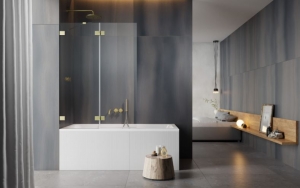 Radaway Essenza Pro Brushed Gold PND II szálcsiszolt arany kádparaván