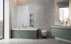 Radaway Nes Brushed Gold PND II szálcsiszolt arany kádparaván