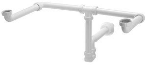 Bruckner MOSQUITO helytakarékos szifon dupla mosdóhoz, 5/4", DN40, fehér (151.130.0)