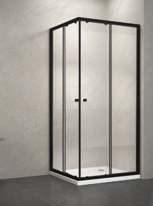 Balneum fekete szögletes zuhanykabin zuhanytálcával 90x90