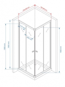 Balneum fekete szögletes zuhanykabin zuhanytálcával 90x90