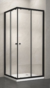 Balneum fekete szögeletes zuhanykabin premium zuhanytálcával 80x80