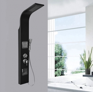 Balneum Kea Black rozsdamentes zuhanypanel vízeséssel,4 funkciós