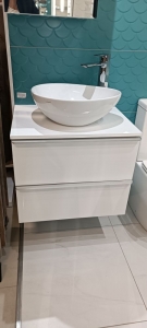 Cersanit VIRGO 60 pultos mosdó szekrény fehér, mosdóval,króm fogantyúval-BEMUTATÓ TERMÉK