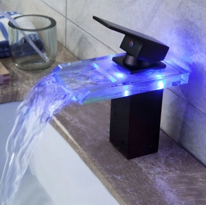 Balneum Black mosdó csaptelep szögletes led világítással