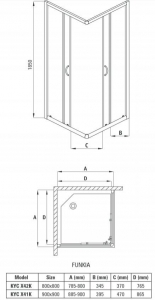 FUNKIA NERO SQUARE SHOWER CABIN, TRANSPARENT GLASS, 90X90