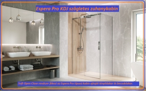 Radaway Espera PRO KDJ szögletes aszimmetrikus tolóajtós zuhanykabin