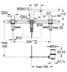 Grohe Eurocube 3 lylukas mosdóhoz