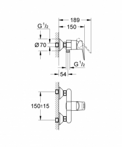 Grohe BauLoop egykaros zuhanycsaptelep