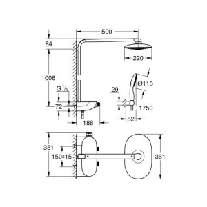 Grohe Rainshower SmartControl 360 Duo termosztátos zuhanyrendszer