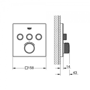 Grohe Smartcontrol termosztátos csaptelep, falon belüli