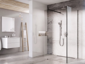 Ravak Walk-In Corner zuhanykabin fekete, átlátszó