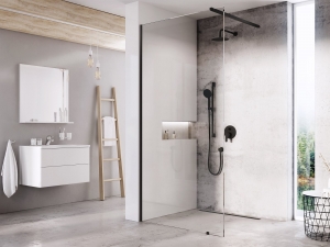 Ravak Walk-In Wall zuhanykabin fekete, átlátszó
