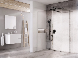 Ravak Walk-In Double Wall zuhanykabin fekete, átlátszó