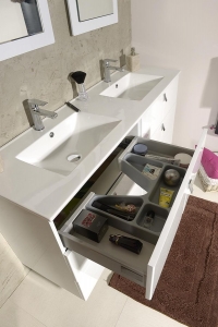 MITRA mosdótartó szekrény mosdóval, 6 fiókos, 150x70x46 cm , fehér (2XMT0811601-150)