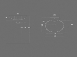 Sanovit TOP COUNTER pultra ültethető mosdó  60 cm