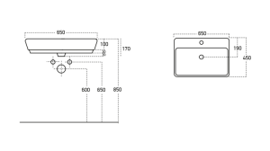 Sanovit TOP COUNTER pultra ültethető mosdó  65 cm