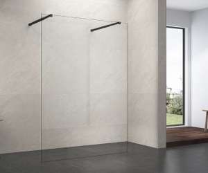 Balneum körbejárható zuhanyfal átlátszó üveggel, Fekete karral