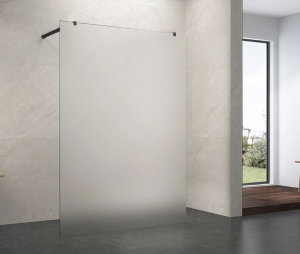 Balneum Körbejárható walk in zuhanyfal Matt üveggel, Fekete karral