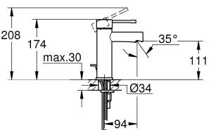 Grohe Essence egykaros mosdócsap, húzórudas leeresztővel