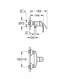 Grohe Eurosmart Egykaros Zuhanycsaptelep