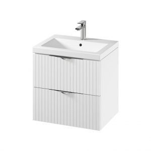 CERSANIT TIRSO 60-AS (MATT FEHÉR) SZEKRÉNY + COMO 60-AS MOSDÓ (TÚLFOLYÓVAL / CSAPFURATTAL) - LAPRASZERELT VERZIÓ