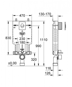 Grohe Uniset tartály fehér skate nyomólappal szett