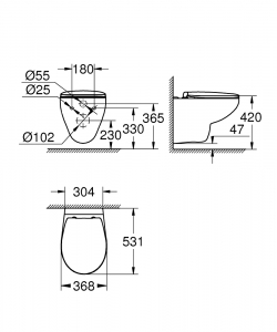 Grohe Bau Ceramic fali WC+Lecsapódásmentes ülőke szett