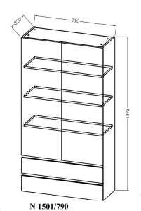 NAOMI 1501/790 fali szekrény