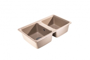 LUNART BASIC Nolen kétmedencés gránit mosogató, Beige